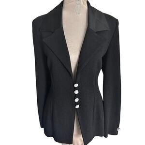 St. John Evening by Marie Gray Luxury Santana Knit Satin Lapel Jacket MSRP $1895